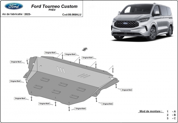 Cubre carter de aluminio Ford Tourneo Custom PHEV