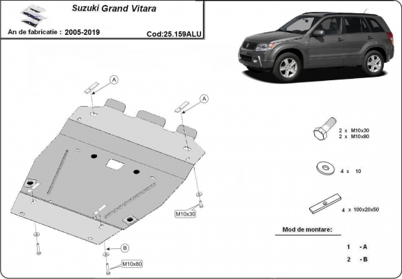 Cubre carter metalico Suzuki Grand Vitara - paquete promocional aluminio