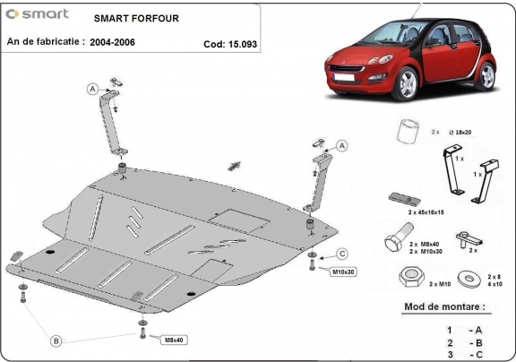 Cubre carter metalico Smart ForFour - gasolina