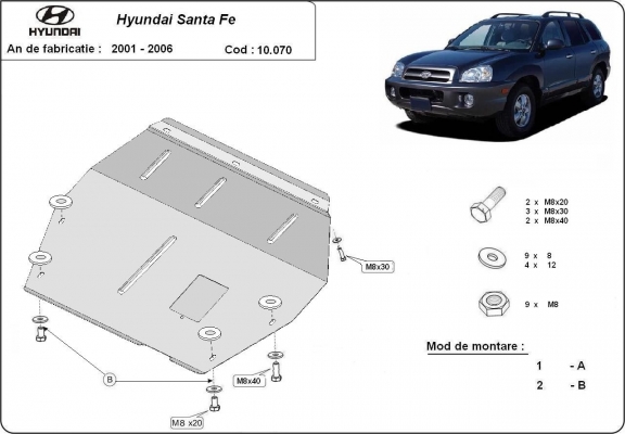 Cubre carter metalico Hyundai Santa Fe
