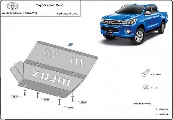 Protector de aluminio del radiador Toyota Hilux Revo
