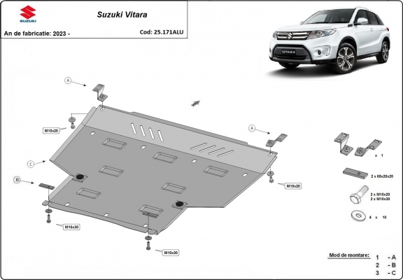 Cubre carter metalico Suzuki Vitara - paquete promocional aluminio
