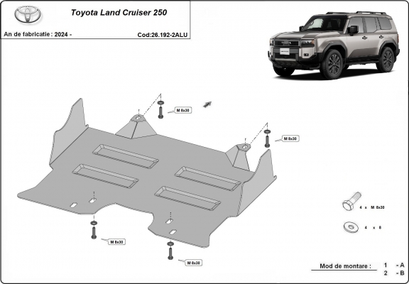 Cubre carter metalico Toyota Land Cruiser - paquete promocional aluminio