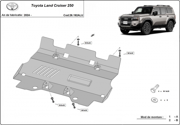 Cubre carter metalico Toyota Land Cruiser - paquete promocional aluminio
