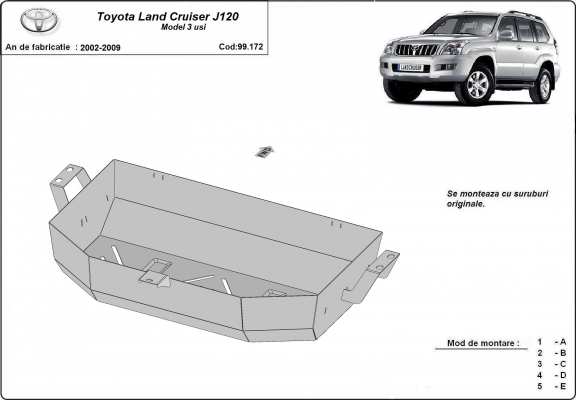 Protector del deposito de combustible Toyota Land Cruiser J120 - solo para modelo 3 puertas 