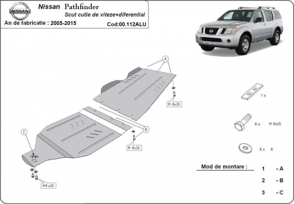Protector de aluminio de la caja de cambios Nissan Pathfinder