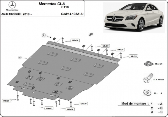 Cubre carter de aluminio Mercedes CLA