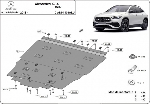 Cubre carter de aluminio Mercedes GLA