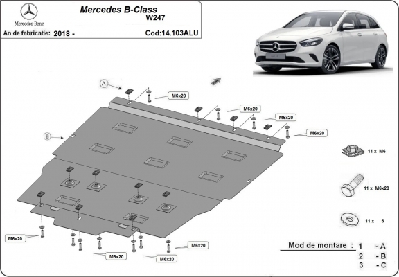 Cubre carter de aluminio Mercedes B-Classe