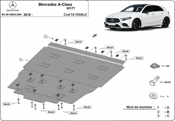 Cubre carter de aluminio Mercedes A-Classe