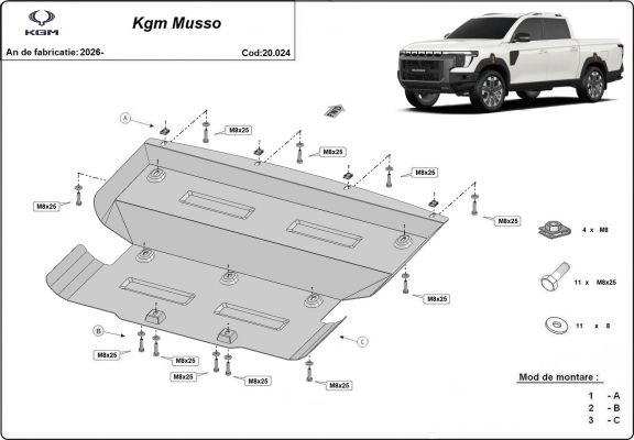 Cubre carter metalico KGM Musso 