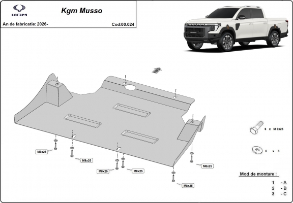 Protector de la caja de cambios KGM Musso