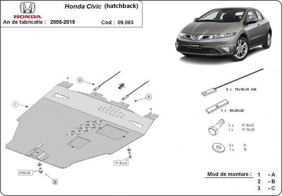 Cubre carter metalico Honda Civic - hayon