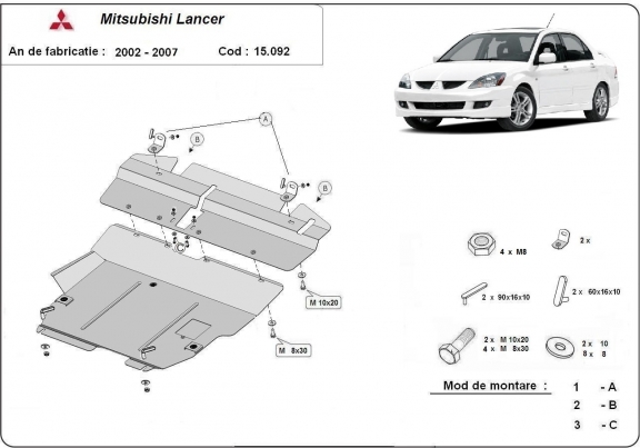 Cubre carter metalico Mitsubishi Lancer