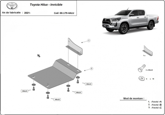 Protector de aluminio de los sensores del filtro de particulas Toyota Hilux