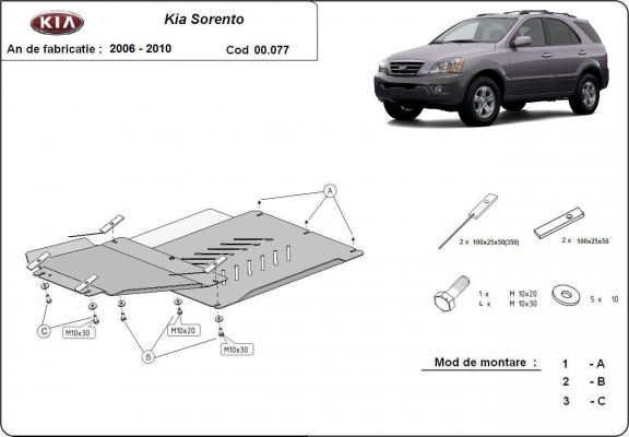 Protector de la caja de cambios y diferencial Kia Sorento