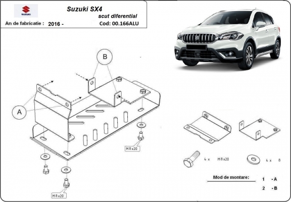 Protector de aluminio del diferencial trasero Suzuki SX4