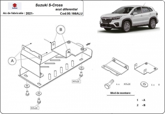 Protector de aluminio del diferencial trasero Suzuki S-Cross