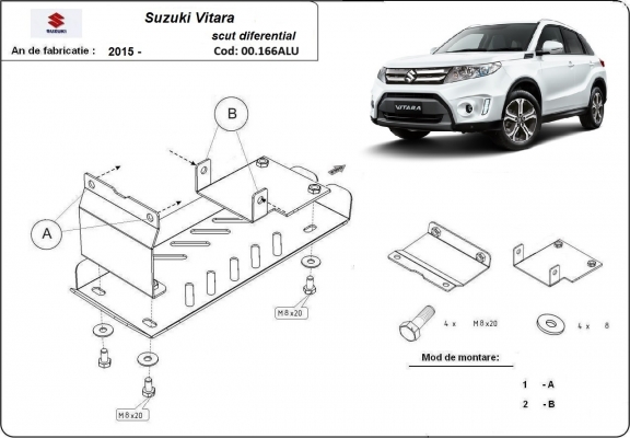 Protector de aluminio del diferencial trasero Suzuki Vitara