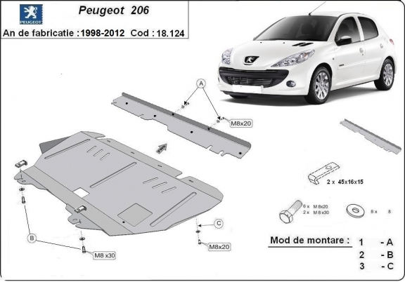 Cubre carter metalico Peugeot 206