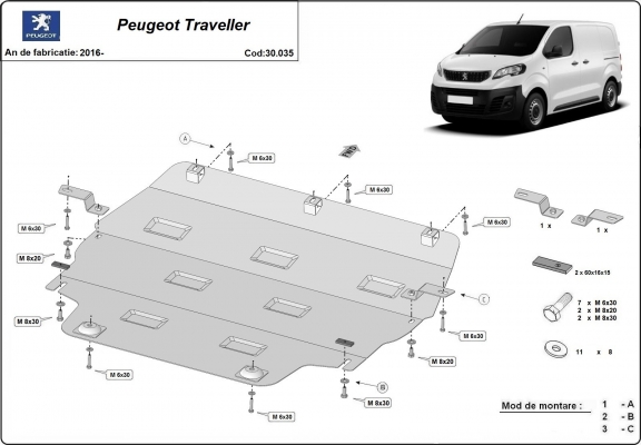 Cubre carter metalico Peugeot Traveller