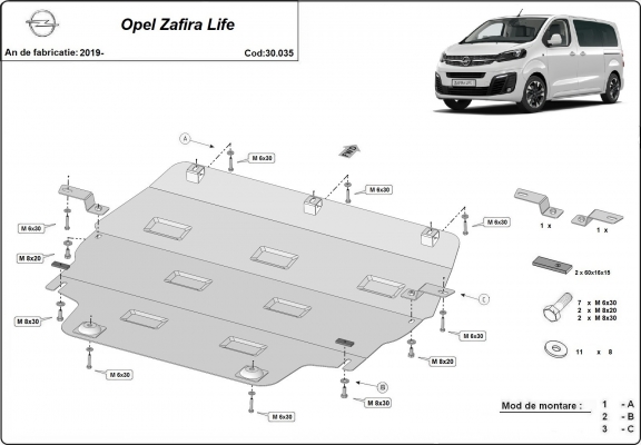 Cubre carter metalico Opel Zafira Life