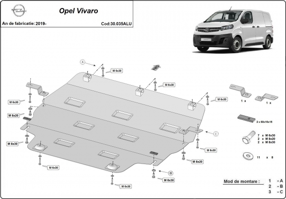 Cubre carter de aluminio Opel Vivaro