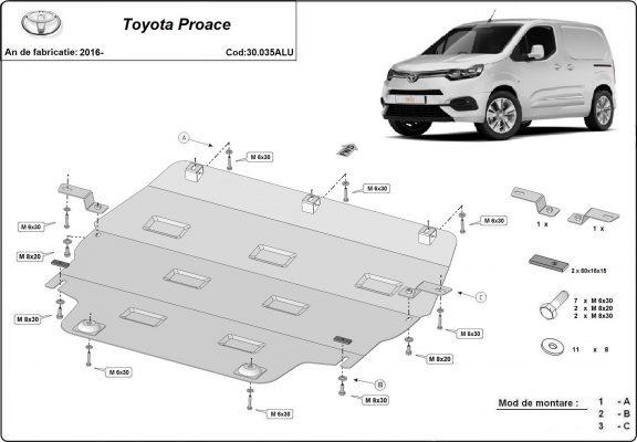 Cubre carter de aluminio Toyota Proace