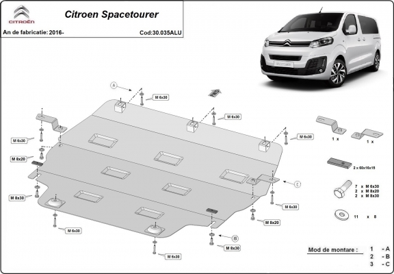 Cubre carter de aluminio Citroen Spacetourer