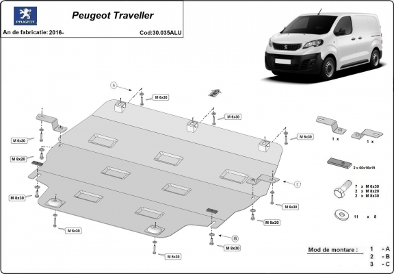Cubre carter de aluminio Peugeot Traveller