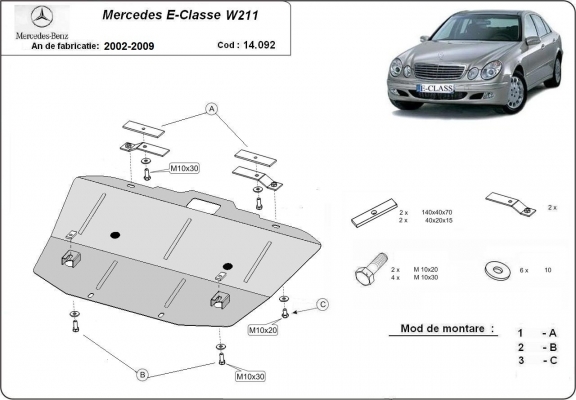 Cubre carter metalico Mercedes E-Classe W211