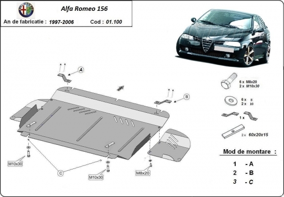 Cubre carter metalico Alfa Romeo 156