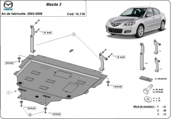 Cubre carter metalico Mazda 3