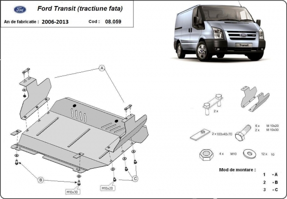 Cubre carter metalico Ford Transit - FWD