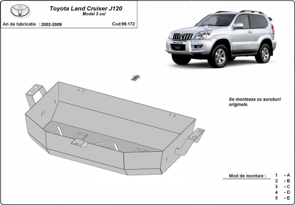 Protector del deposito de combustible Toyota Land Cruiser J120 - solo para modelo 3 puertas 