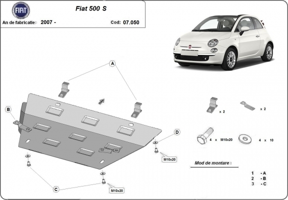Cubre carter metalico Fiat 500 S