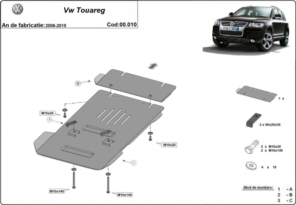 Protector de la caja de cambios Volkswagen Touareg 7L