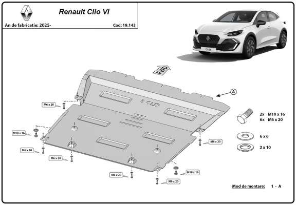 Cubre carter metalico Renault Clio 6