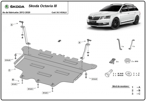 Cubre carter de aluminio Skoda Octavia 3