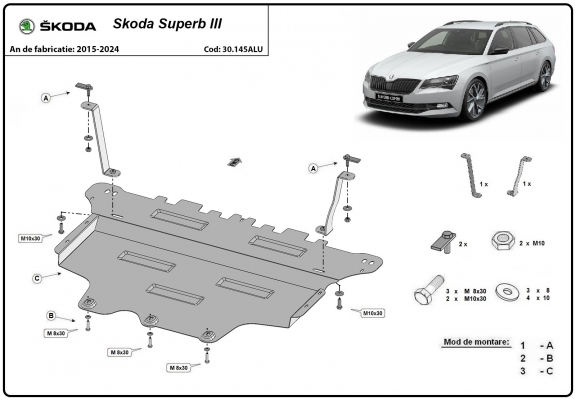 Cubre carter de aluminio Skoda Superb III