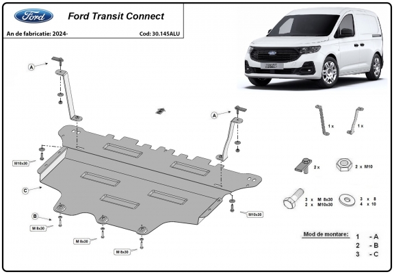 Cubre carter de aluminio Ford Transit Connect