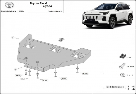 Protector de aluminio del diferencial trasero Toyota Rav4