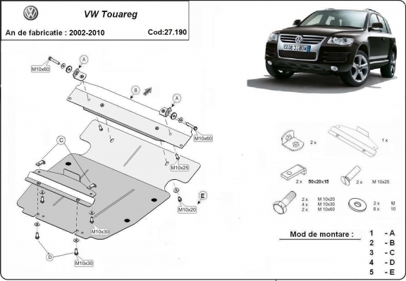 Cubre carter metalico Volkswagen Touareg 7L