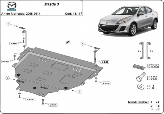 Cubre carter metalico Mazda 3