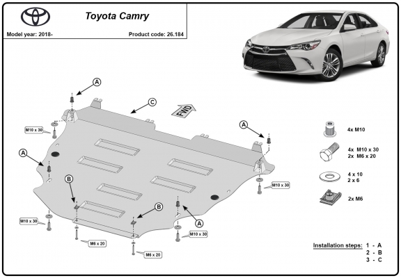 Cubre carter metalico Toyota Camry