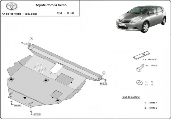Cubre carter metalico Toyota Corolla Verso