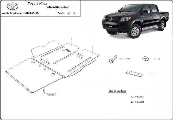 Protector de la caja de cambios y diferencial Toyota Hilux
