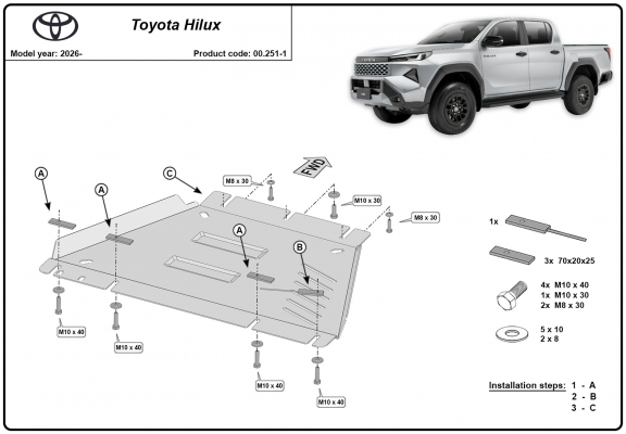 Protector de la caja de cambios Toyota Hilux
