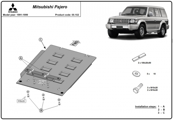Protector de la caja de cambios Mitsubishi Montero 2