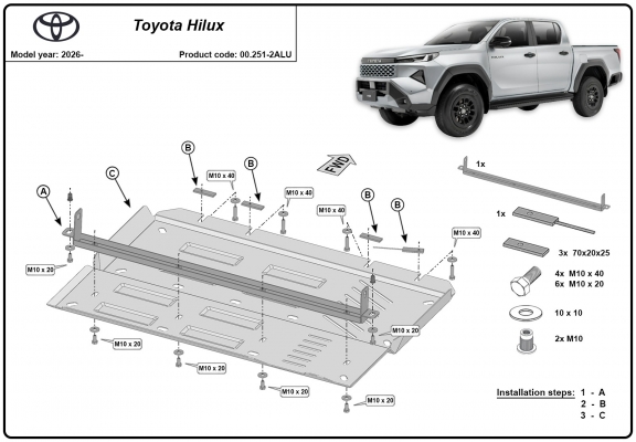 Protector de aluminio del diferencial Toyota Hilux